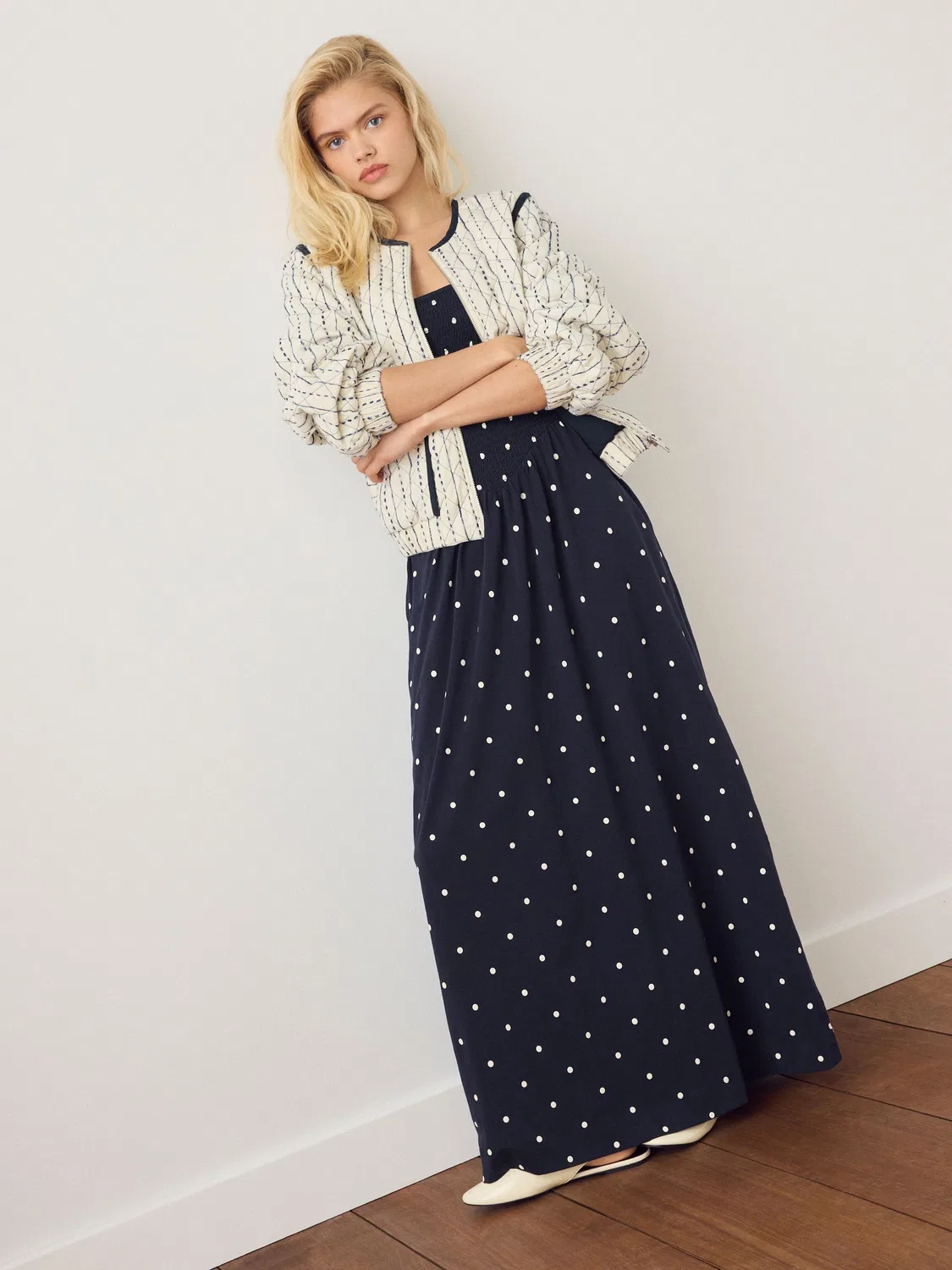 Макси-платье с квадратным вырезом, Polka Dot Next, Navy Blue Polka Dot — фото 3