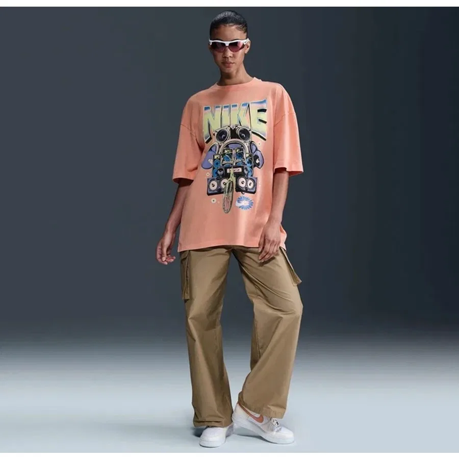 Футболка женская с графическим принтом Nike Sportswear Oversize Ss, Оранжевый — фото 4