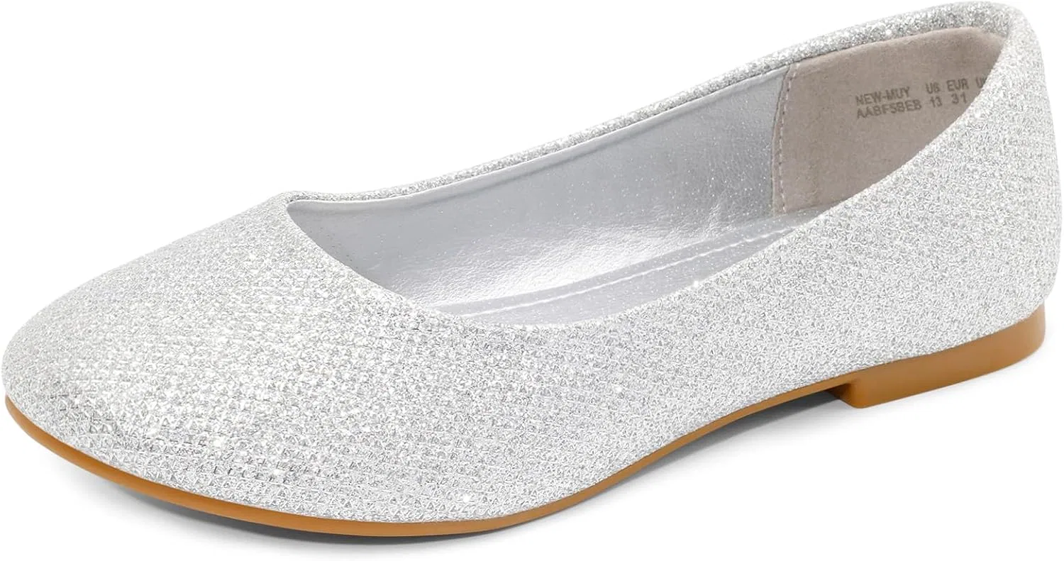 Детские балетки для девочек DREAM PAIRS, Silver/Glitter