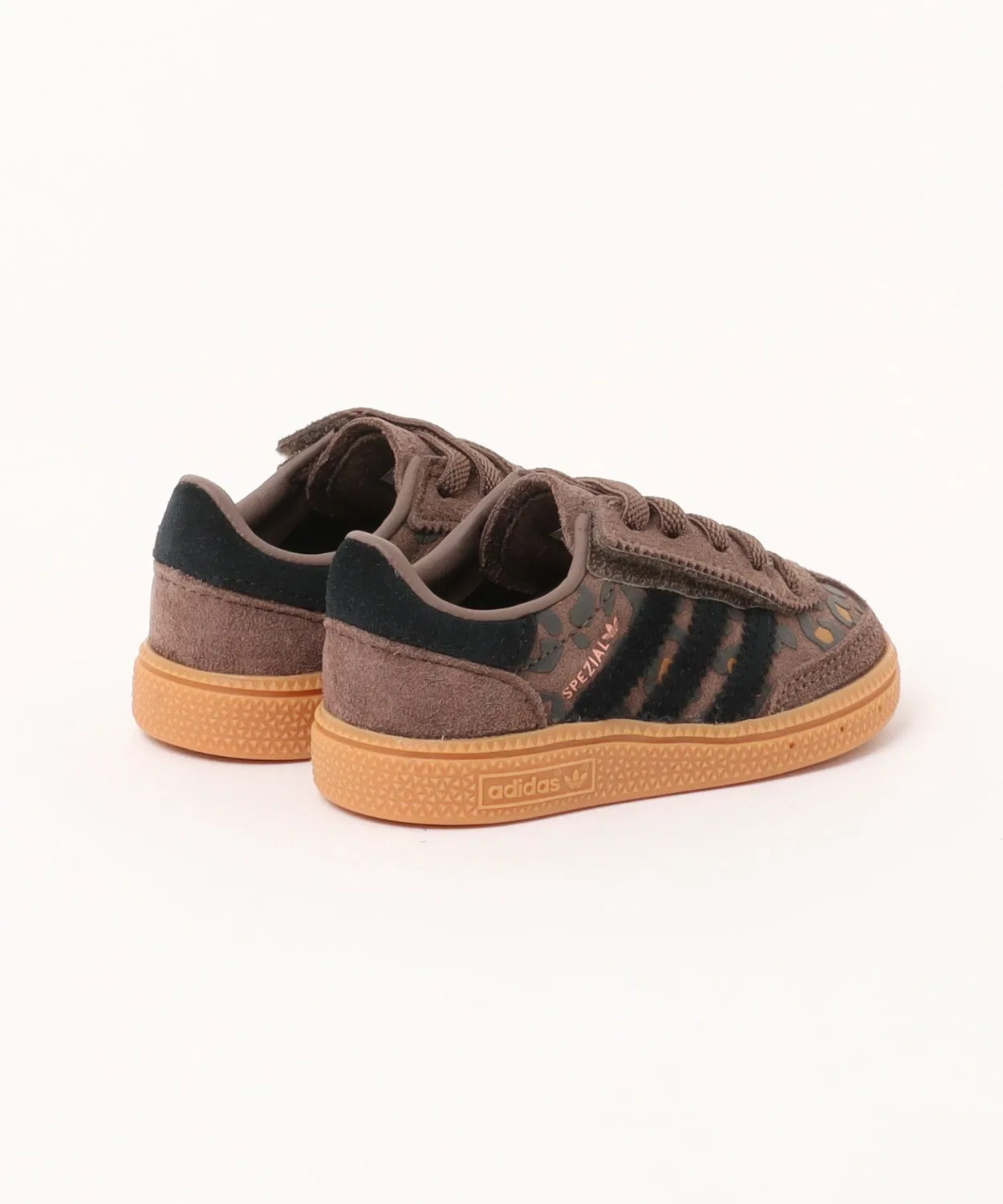 Детские кроссовки с леопардовым принтом, на липучках, модель Handball Spezial CF EL I, Adidas, Brown — фото 2
