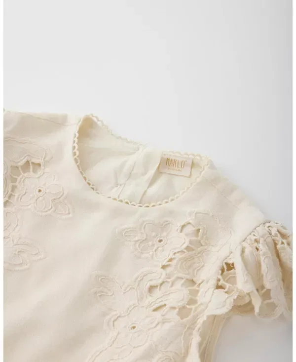 Детское платье для девочек с вышивкой Kaitlyn Marlo Kids, Creme — фото 3