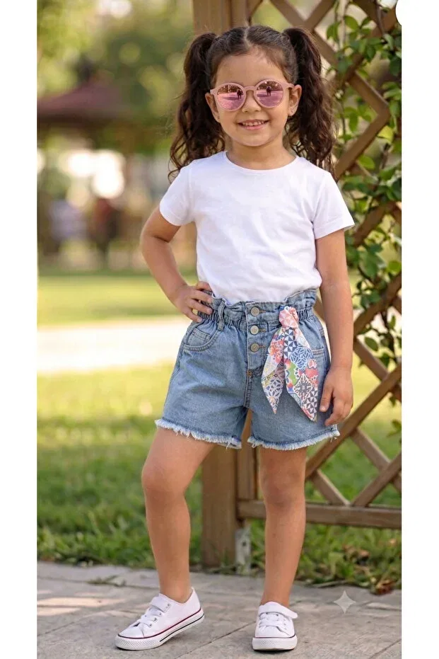 Детские шорты для девочек джинсовые хлопковые Basics Lilitop, Blue