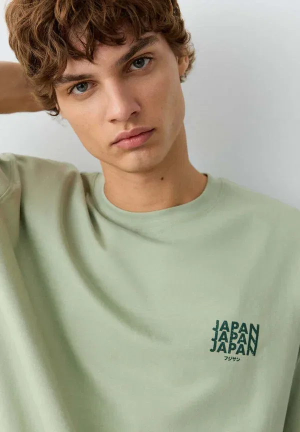 Футболка с принтом для подростков Mango Kids, мятный — фото 4