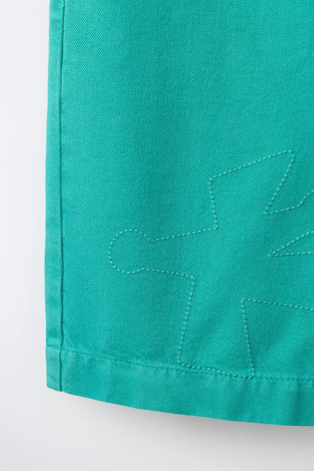 Однотонные джинсовые шорты-бермуды ZARA, Turquoise green — фото 4
