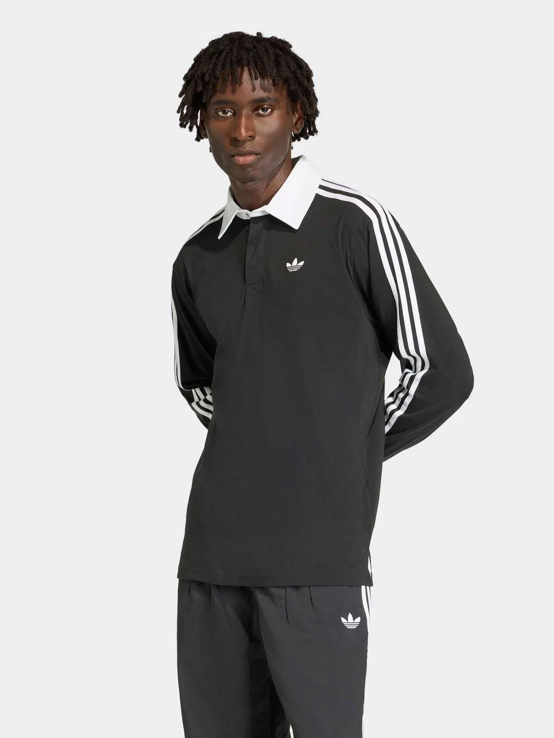 Футболка поло с длинным рукавом Rugby adidas Originals, черный
