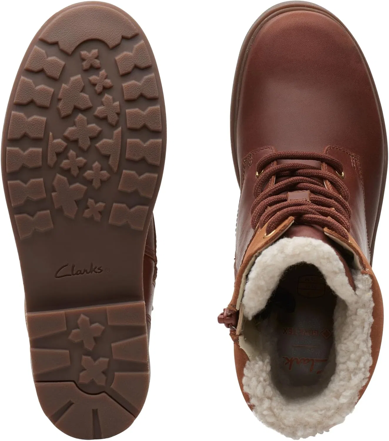 Детские ботинки для девочек с высоким голенищем Clarks Astrolfurgtxo, Brown Leather — фото 2