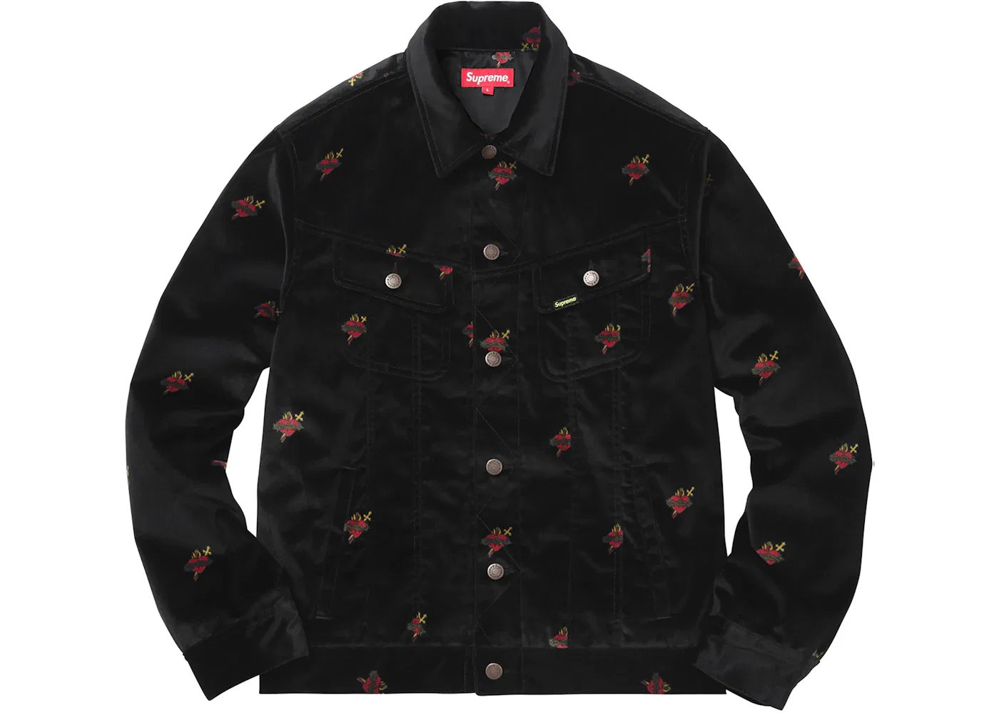 Мужская куртка из вельвета с принтом Sacred Hearts Supreme, Black Sacred Hearts