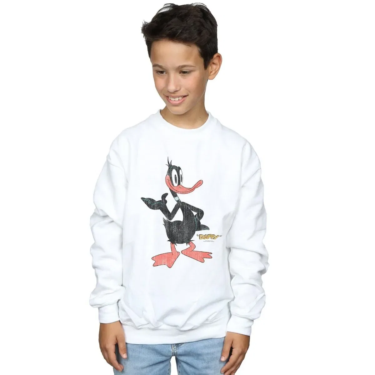 Свитшот Daffy Duck с потертостями Looney Tunes, White