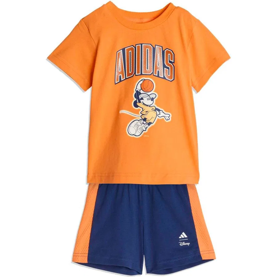 Детский спортивный костюм с принтом Disney Mickey Mouse adidas, Оранжевый/Темно-синий