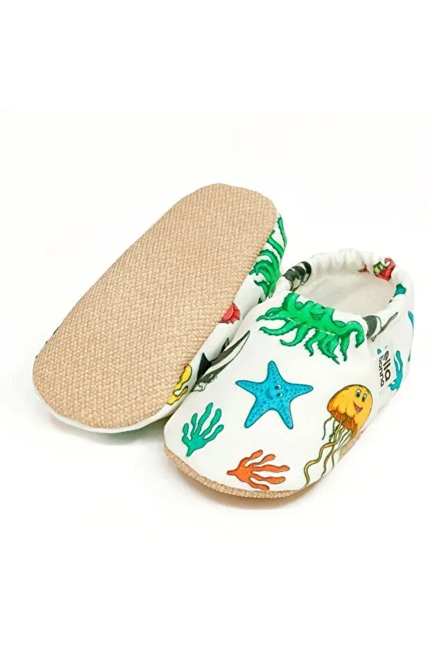 Детские пинетки-тапочки с принтом Non-Slip sole sea animals baby booties Ella Bonna, Sea Animals — фото 3