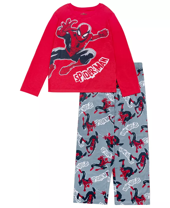 

Пижамный комплект Spiderman для мальчиков Little and Big Boys: длинная футболка и штаны с открытыми штанинами Spider-Man