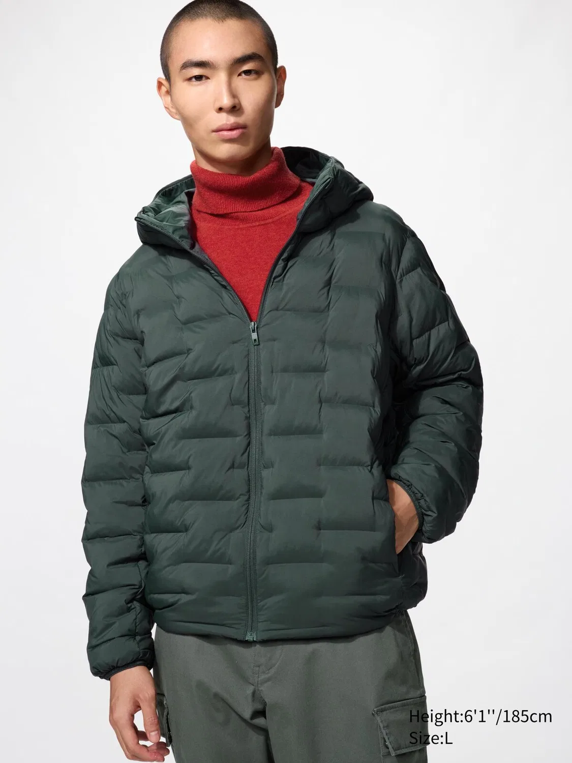 Парка Uniqlo Pufftech, утепленная куртка, темно-зеленый