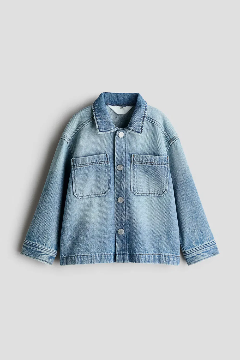 Джинсовая рубашка-куртка свободного кроя H&M, Helles Denimblau — фото 4