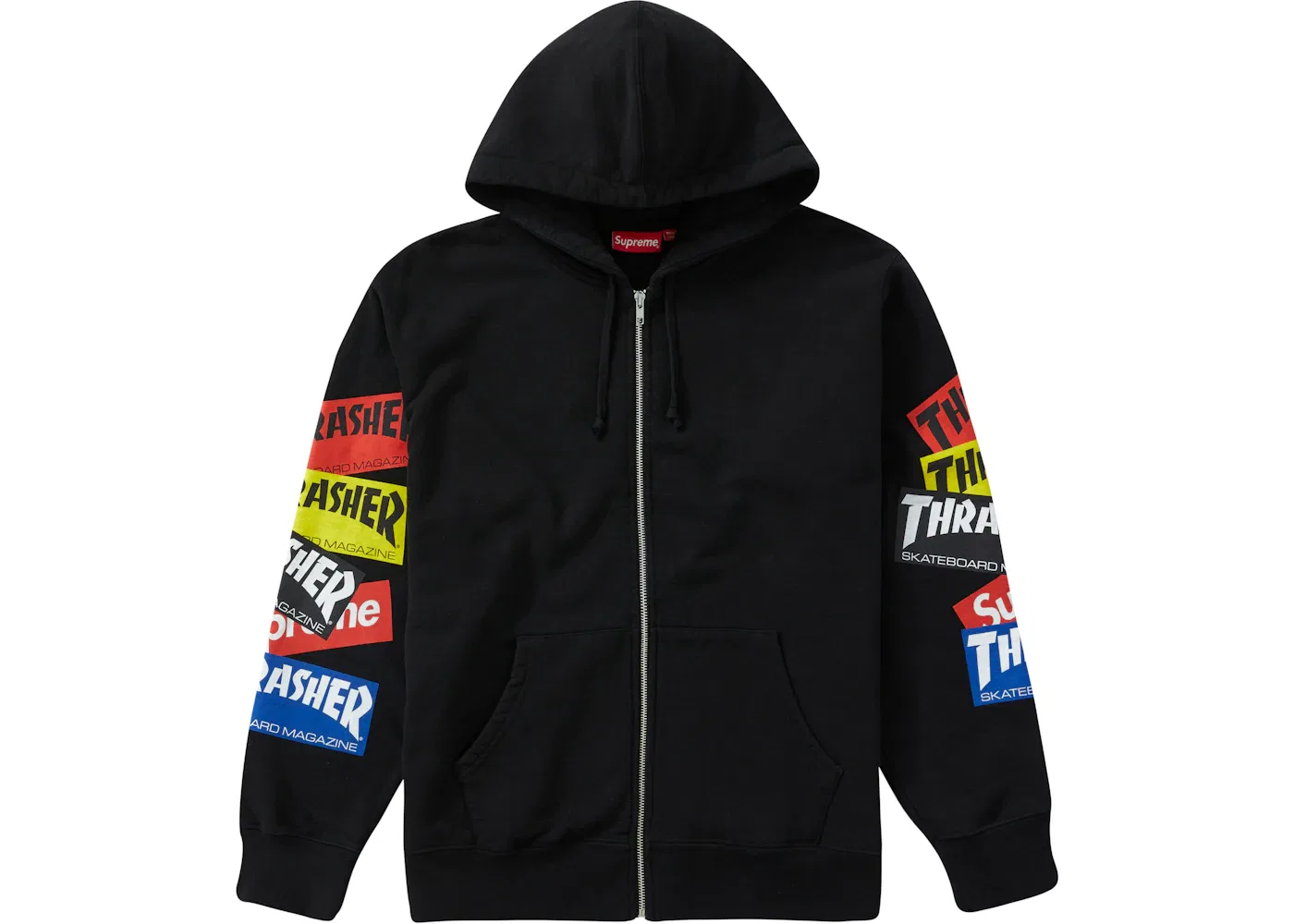 Мужская худи с молнией Supreme Thrasher Multi Logo Zip Up Hooded Sweatshirt, Black