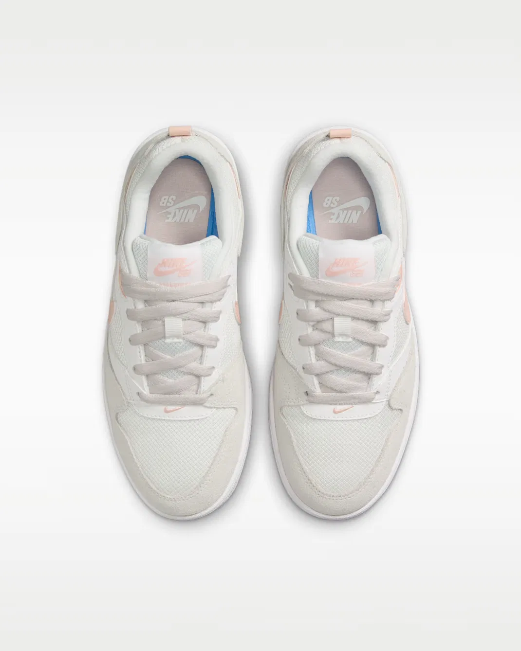Big Kids' Skate Shoes Nike SB Alleyoop, Summit White/Summit White/White/Washed Coral — фото 4