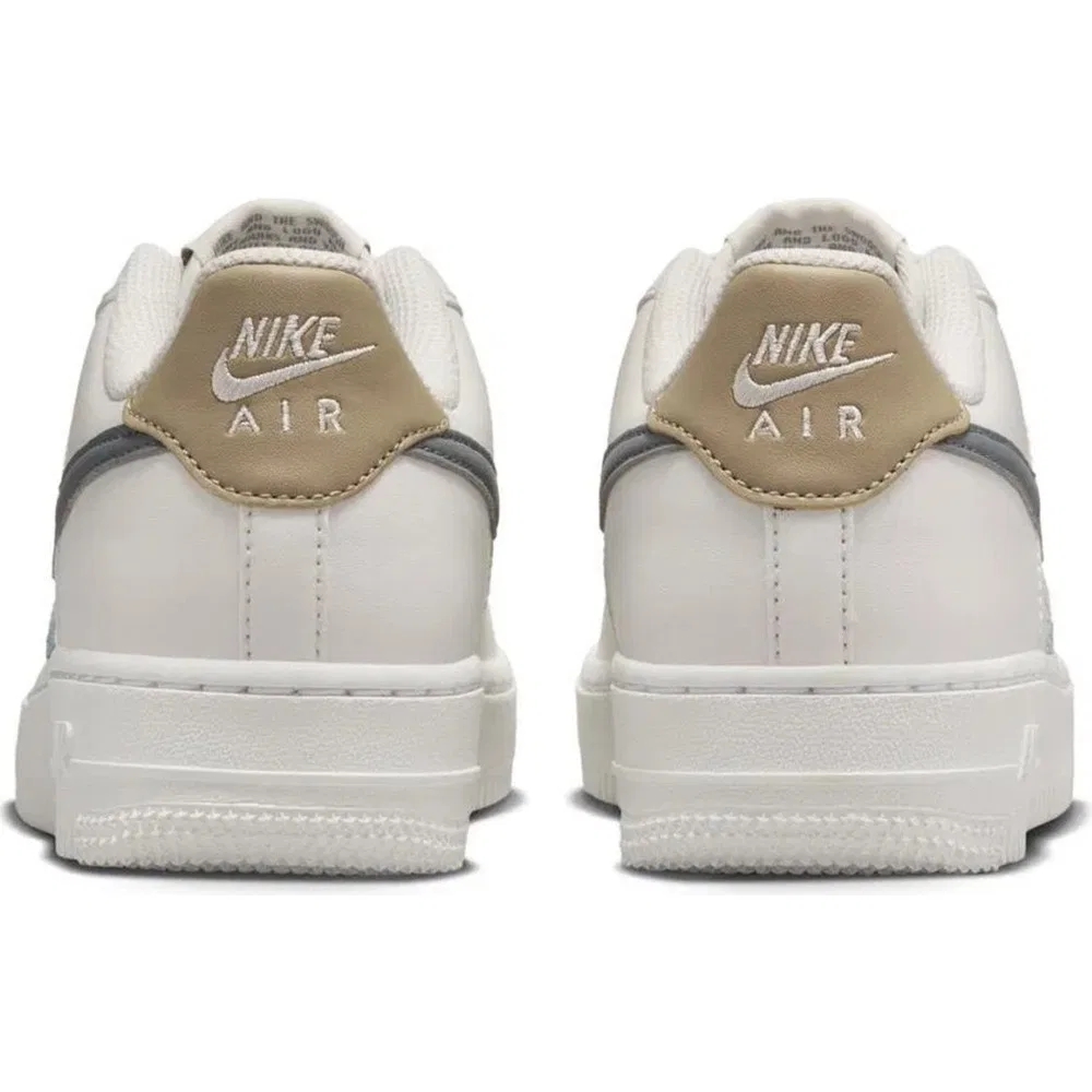 Детские кроссовки унисекс из натуральной кожи с логотипом Air Force 1 Af1 Gs Leather Nike, Cream Grey — фото 4