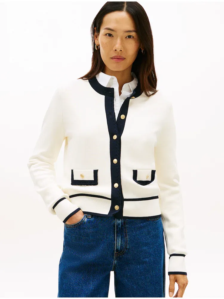 Кардиган с золотыми пуговицами, Regular Fit TOMMY HILFIGER, Ivory