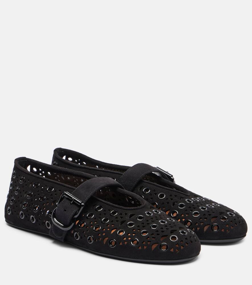 Вьенн балетки из замши с декоративными элементами Alaïa, Noir