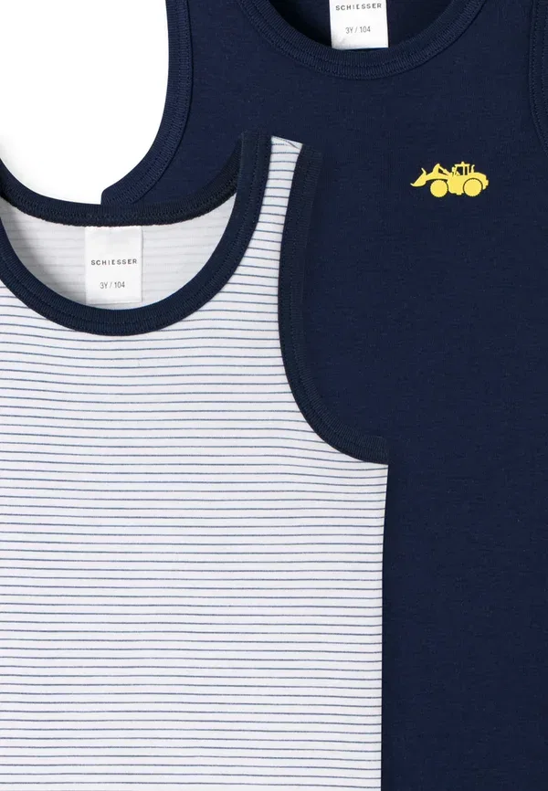 Майка дышащая Feinripp cotton Schiesser, blau weiß gestreift, сине-белый — фото 3