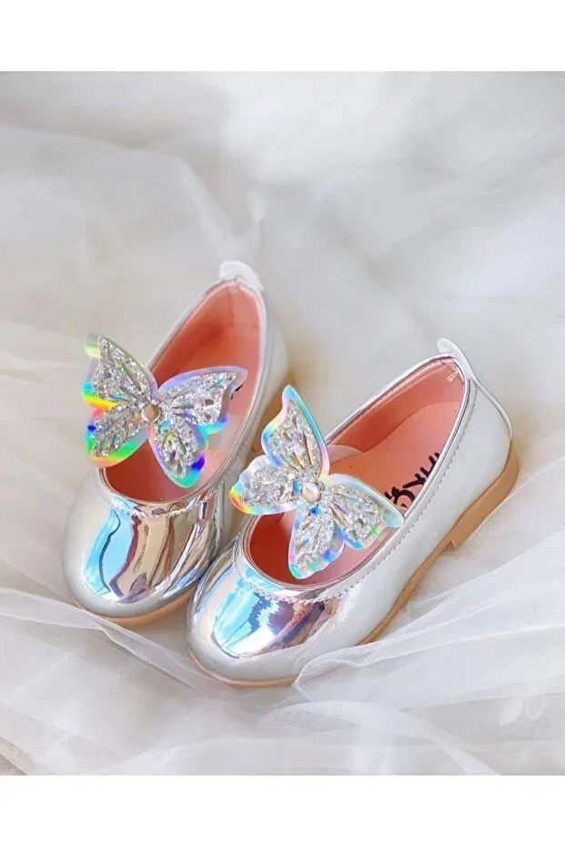 Детские балетки для девочек лакированные Candy ballerina Tobai, Silver
