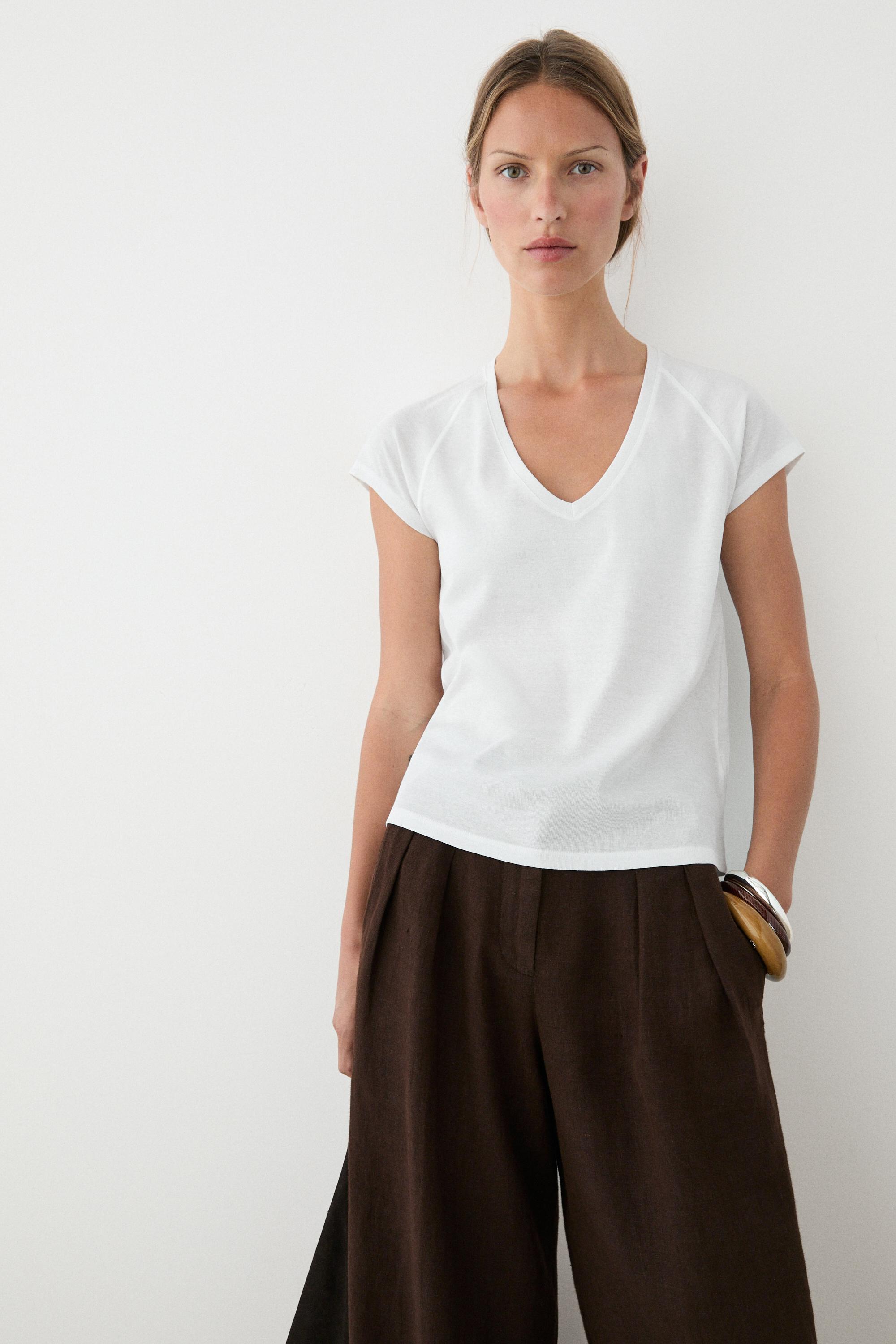 Футболка Massimo Dutti 100% Mercerised Cotton, белый — фото 3