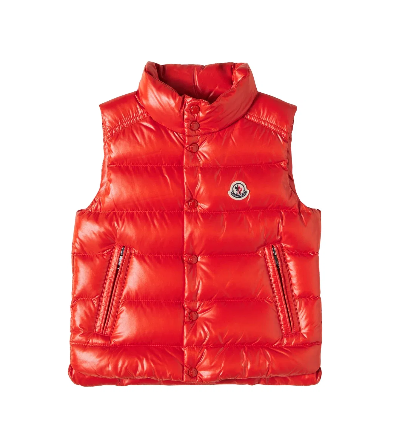 Пуховой жилет с наполнителем из пуха и пера Moncler Enfant, оранжевый