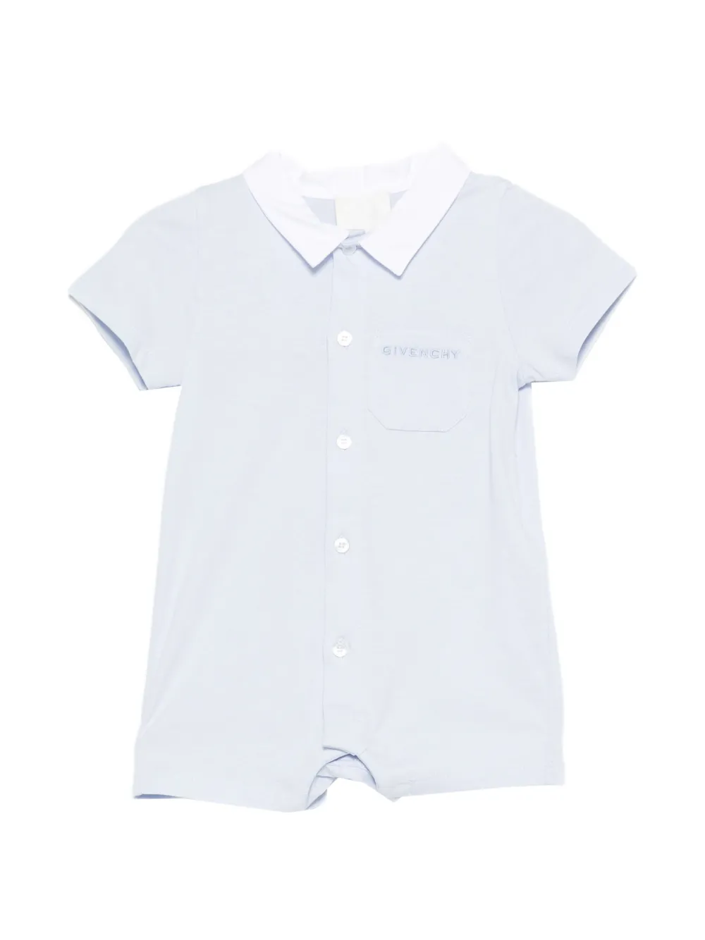 

Комплект коротких комбинезонов с вышивкой и воротником Givenchy Kids, синий