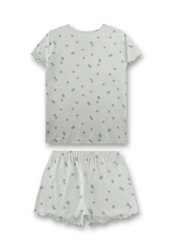 Пижама комплект из топа и шорт с цветочным принтом Set cotton modal Sanetta, синий — фото 2
