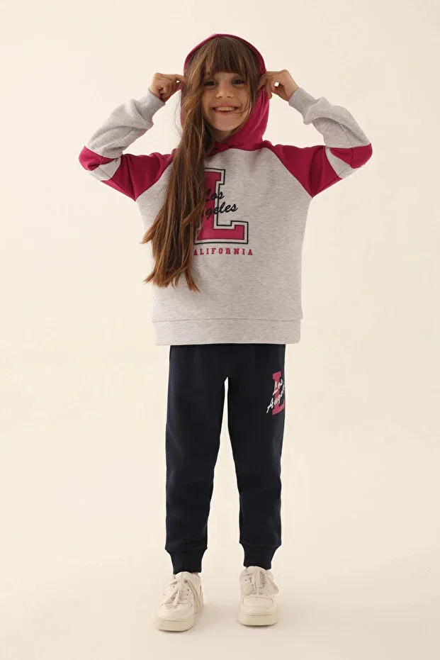 Детский спортивный комплект для девочек хлопковый Sportswear Rolypoly, Snow Melange — фото 3