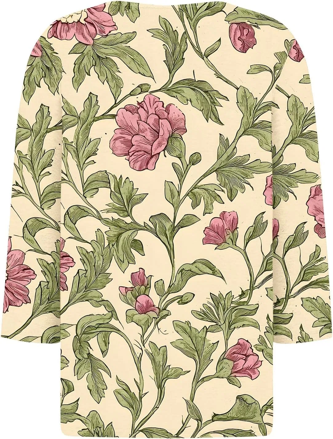 Женская футболка с V-образным вырезом и 3/4 рукавом, Beige — фото 3