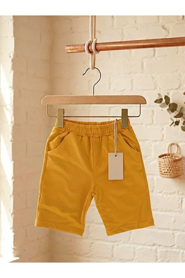 Детские шорты для девочек хлопковые Grimelange-Mustard-Cherry Monvoi Kids, Multicolor — фото 3