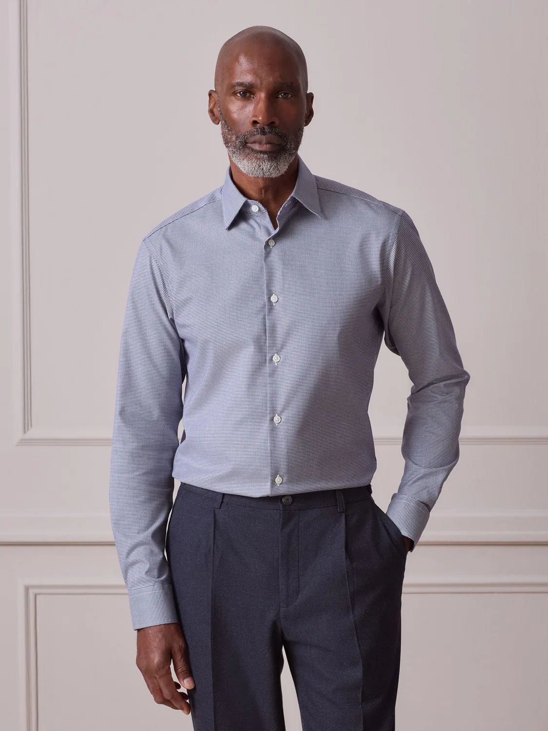 Рубашка с текстурой, Slim Fit, Signature Next, голубая