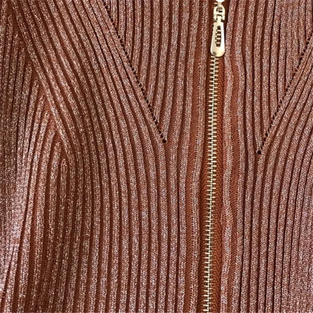 Женское облегающее платье миди с V-образным вырезом Light Red — фото 4