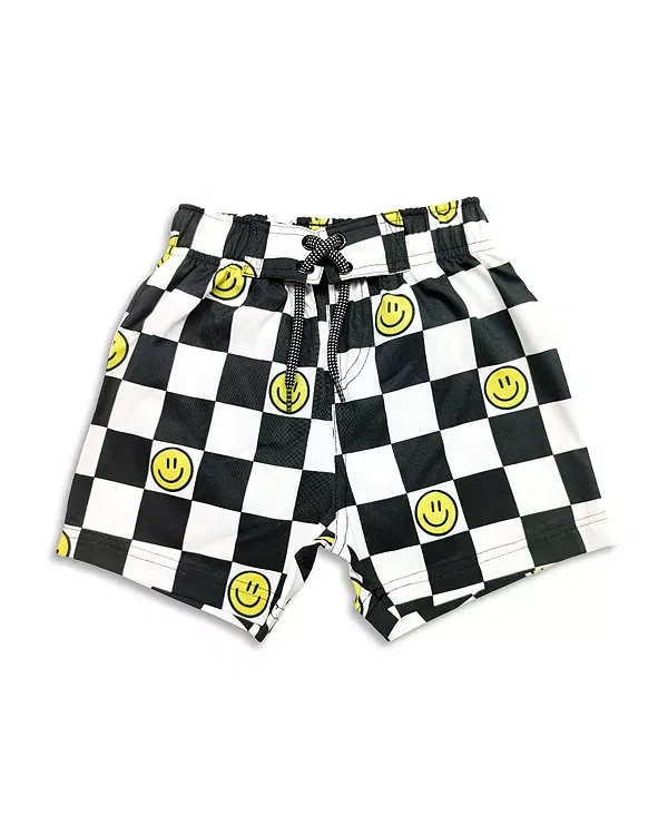 Детские шорты для плавания для мальчиков с принтом Smile Board Shorts Mish Mish, черный