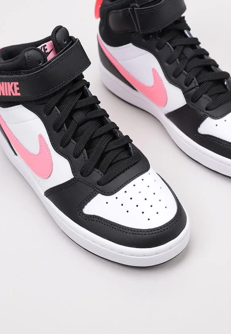 Детские кроссовки с кожаным верхом Court Borough Mid 2 Nike, Rosa Schwarz Weiss — фото 3