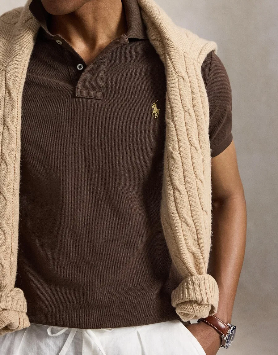 Футболка Polo Ralph Lauren стандартного кроя, коричневая — фото 4