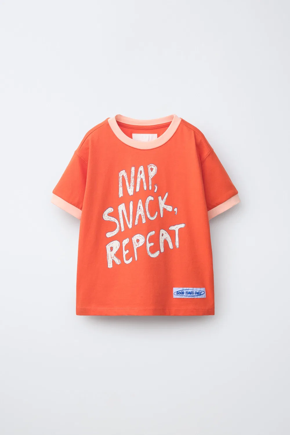 Футболка с контрастным слоганом ZARA, Red/Orange