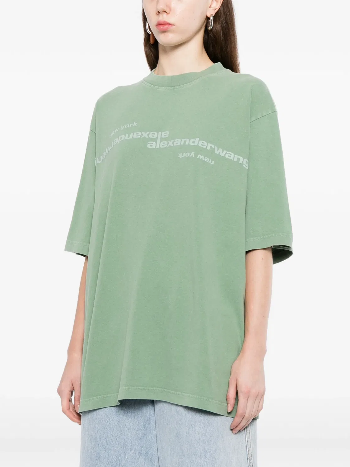 Футболка с зеркальным логотипом Alexander Wang, зеленый — фото 3