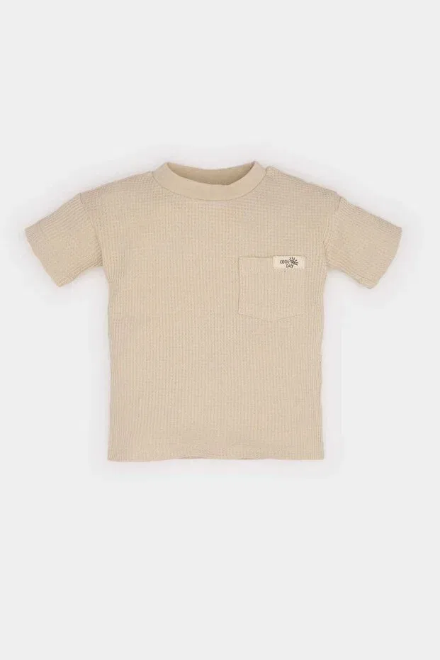 Детская футболка для мальчиков с коротким рукавом Defacto, Beige-Bg106