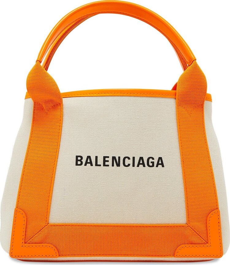 

Сумка Balenciaga Extra Small Navy Cabas Bag Natural/Pop Orange, разноцветный