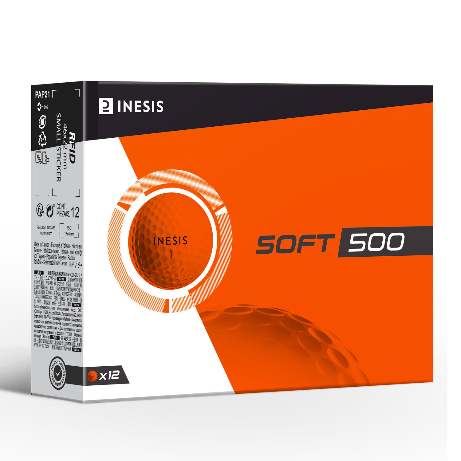 

Мячи для гольфа Soft 500 12 штук оранжевые INESIS, апельсин