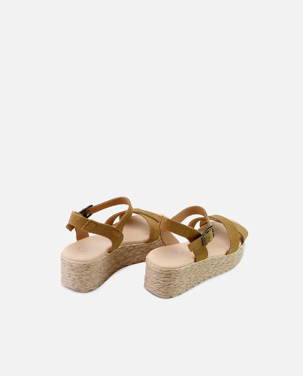 Детские сандалии для девочек на платформе Eli 1957, Camel — фото 2