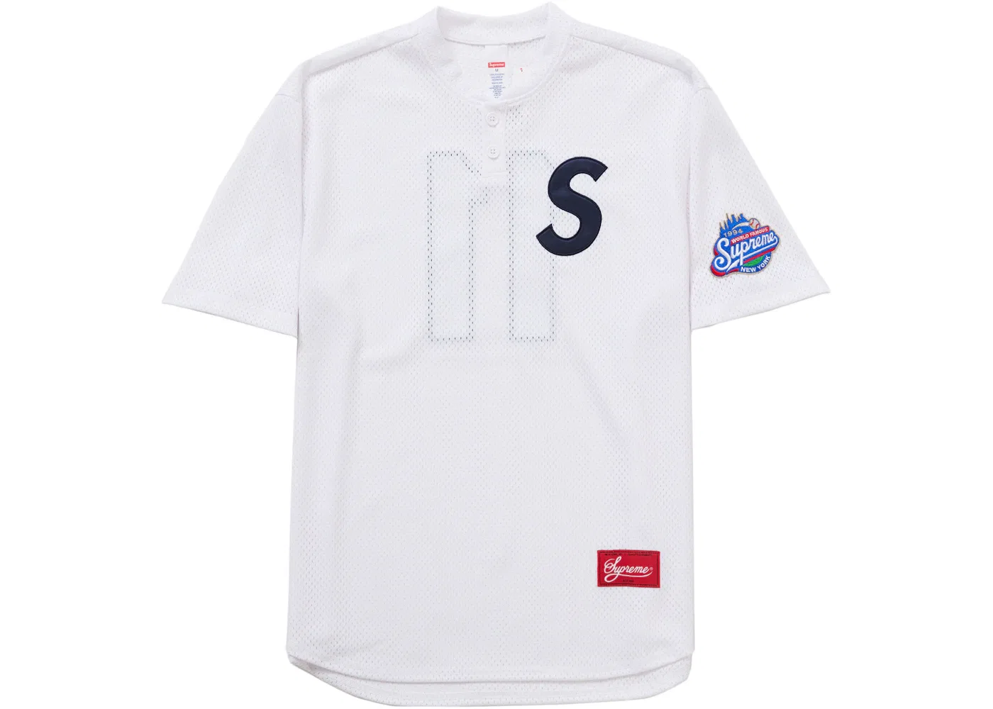 Мужская футболка-поло Supreme S Logo Baseball Henley (SS25), White