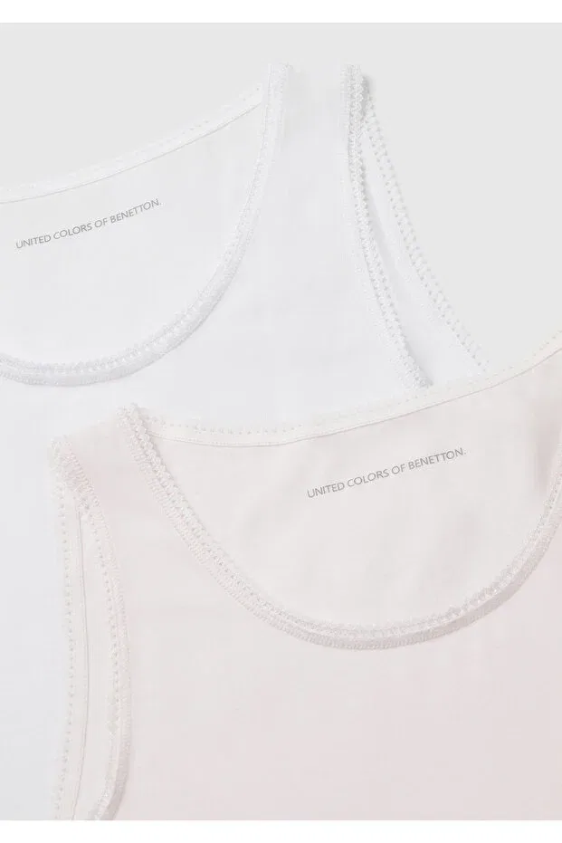 Детский комплект маек для девочек United Colors Of Benetton, Бело-розовый — фото 3