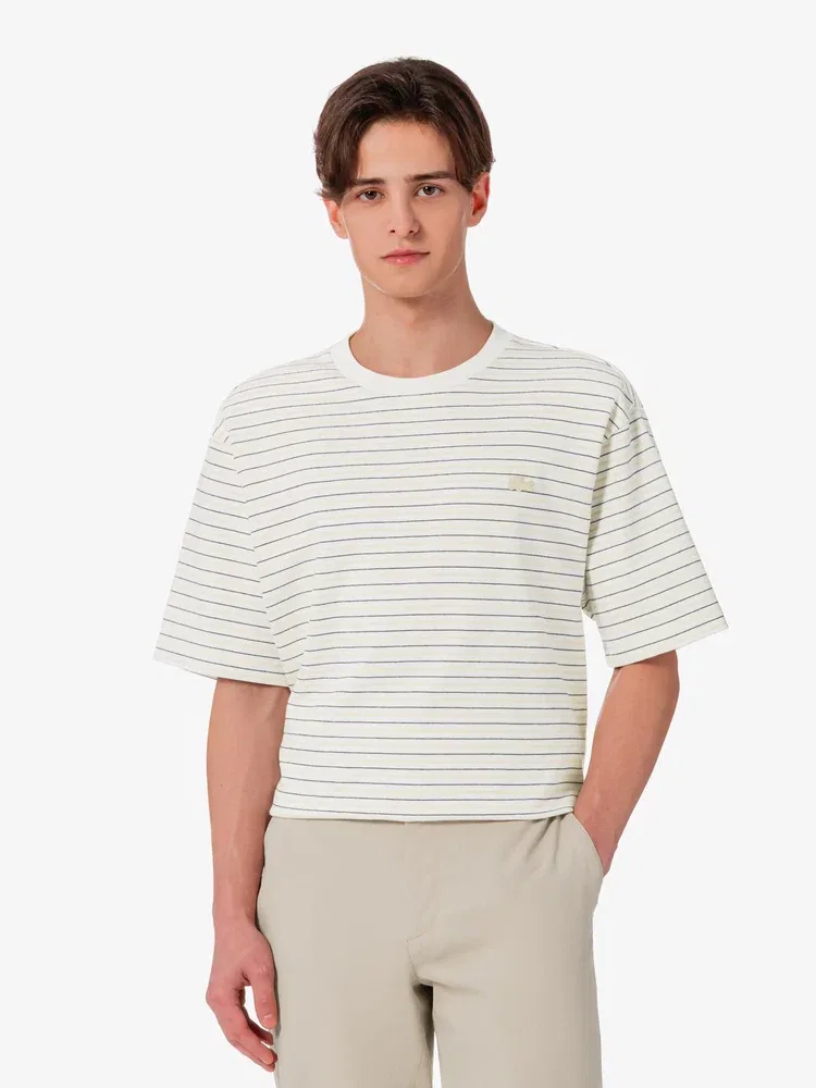 Футболка Lacoste с мульти-полосками, хлопок, белый