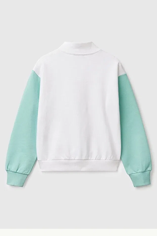 Детские свитшот для девочек с длинным рукавом Benetton, White — фото 2