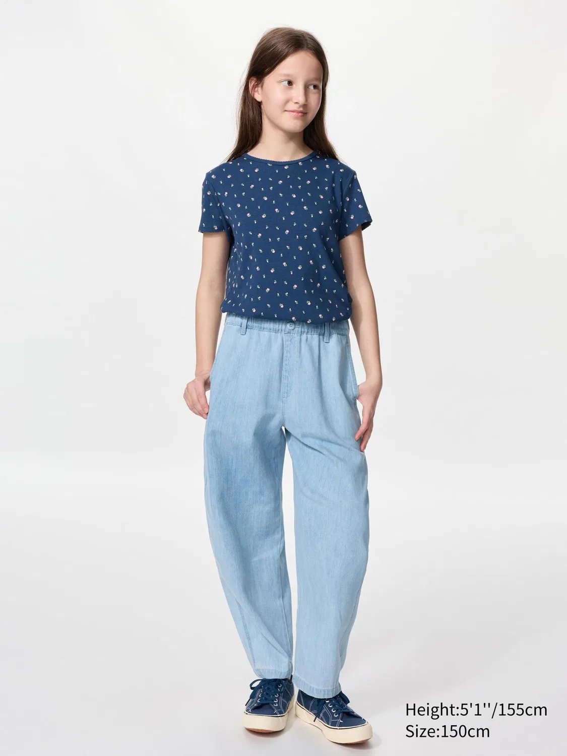 Брюки Uniqlo, джинсовые бочки для детей, индиго/синий — фото 2