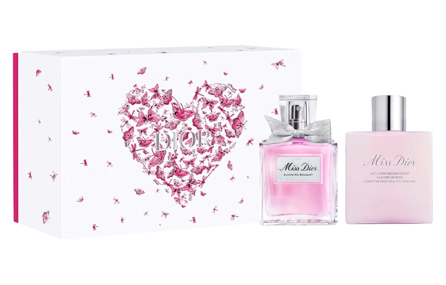 Женский набор ароматов Miss Dior Floral Perfume 50ml + Rose Fragrance Body Lotion 175ml, DIOR, Pink Butterfly Box Limited Edition
