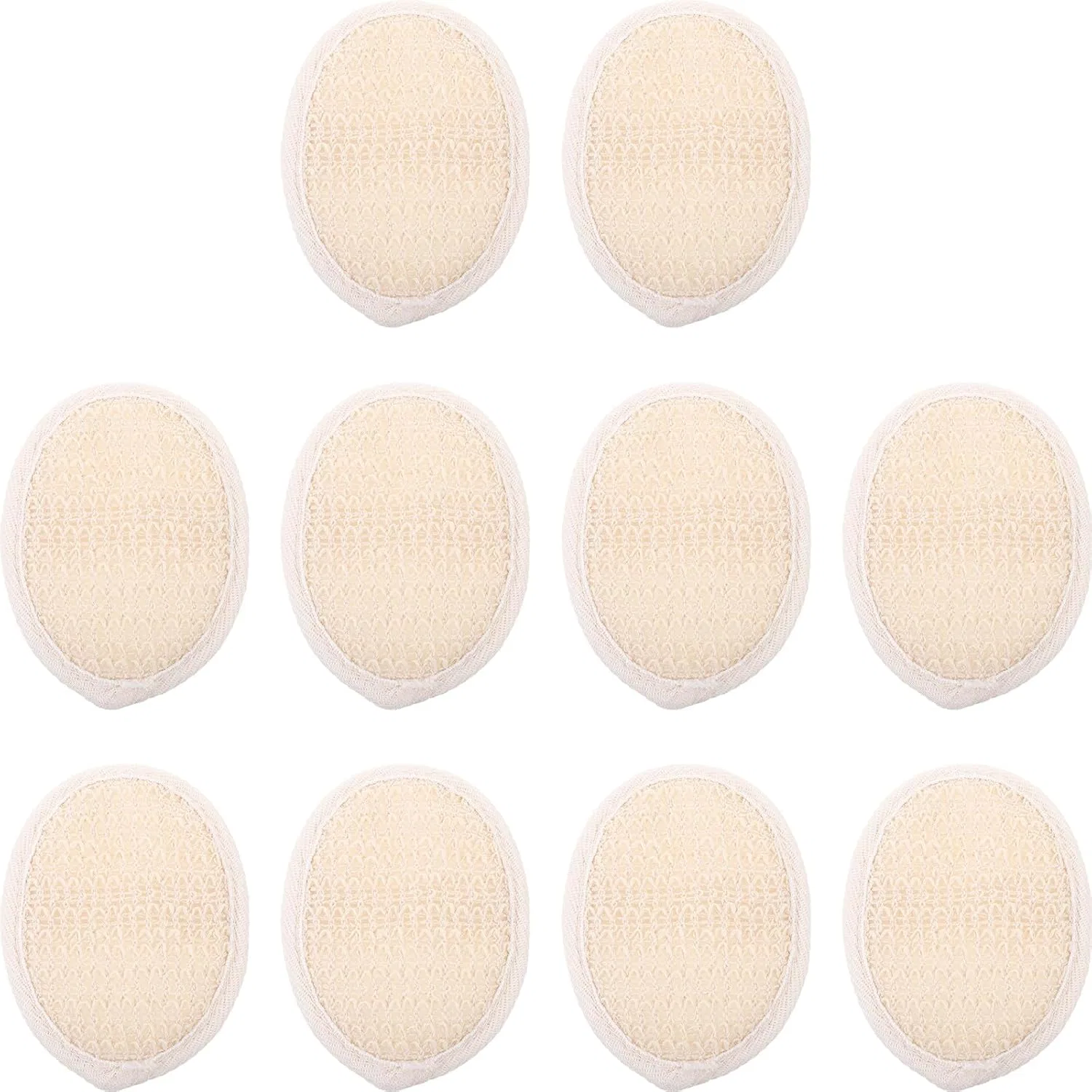 Мочалка для пилинга Luffa, 10 шт, Housoutil, 9x12 см, Beige