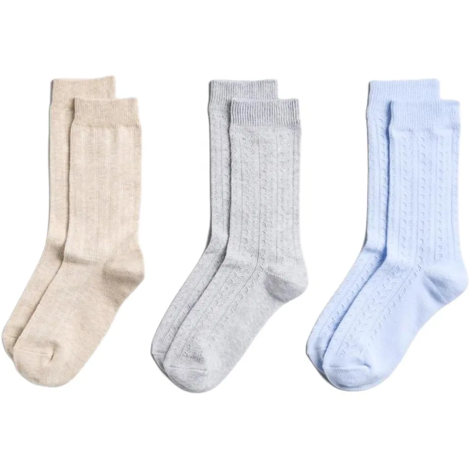 Женские носки с длинным голенищем, комплект из 3 пар, UNIQLO, Light Blue Gray Beige